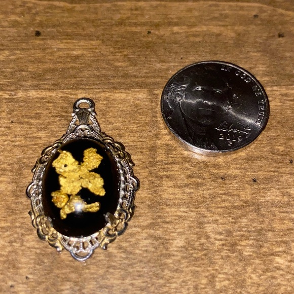 Beautiful Vintage Sterling Gold Flake Pendant - Picture 2 of 3